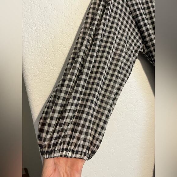 NWT GANNI Gingham Ruffle Wrap Dress Plaid Black and White Size EU 32 / US 0 - Picture 7 of 8